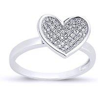 Jewelco London Women's Sterling Silver CZ Concaved Love Heart Bowl Dress Ring | Size: P