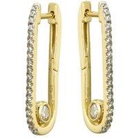 Jewelco London Women's Gold-plated Silver CZ Paperclip Donut Solitaire Drop Earrings in Gold