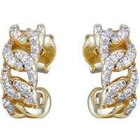 Jewelco London Women's 14k Gold-plated Silver CZ Encrusted Curb Link Chain Drop Earrings in Gold