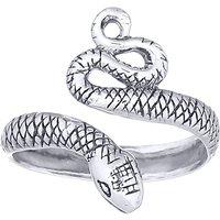 Jewelco London Women's Silver Textured Coiled Snake Toe Ring
