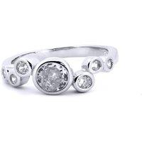 Jewelco London Women's Silver Round CZ Dancing Rain Bubbles Bezels Cluster Ring | Size: K