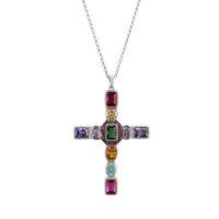 Latelita Women's Maria Extra Large Gemstone Fashion Pendant Silver (Cross)