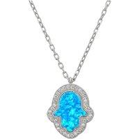 Latelita Women's Hamsa Opalite Turquoise Blue Necklace Silver