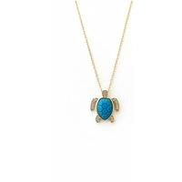 Latelita Women's Sea Turtle Pendant Necklace Gold Turquoise Blue