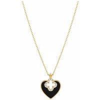 Latelita Women's Heart Clover Necklace Gold Black