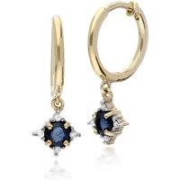 Gemondo Women's Classic Round Sapphire & Diamond Hinged Hoop Earrings in 9ct Yellow Gold in Blue