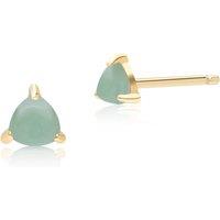 Gemondo Women's Classic Trillion Green Jade Three Claw Set Triangle Stud Earrings in 9ct Yellow Gold