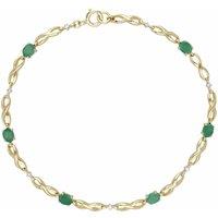 Gemondo Women's Classic Style Oval Emerald & Diamond Infinity Bracelet in 9ct Yellow Gold in Green | Size: 7 inches