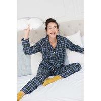 British Boxers Women's 'Jura' Tartan Brushed Cotton Pyjama Set in Bottle Green | Size: 2XL