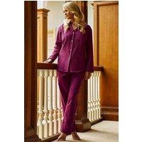 British Boxers Women's "Cahors" Herringbone Brushed Cotton Pyjama Set in Dark Red | Size: 2XL