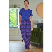British Boxers Women's "Berwick" Check Brushed Cotton Pyjama Trousers in Indigo | Size: Medium