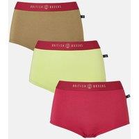 British Boxers Women's Pack of Three "Rosehip" Hipster Boxer Briefs in Light Green | Size: XL