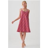 British Boxers Women's "Byzantine Paisley" Crisp Cotton Strappy Nightdress in Dark Pink | Size: XL
