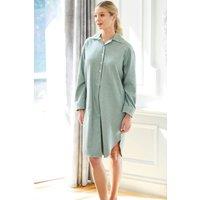 British Boxers Women's "Moss" Herringbone Brushed Cotton Nightshirt in Dark Green | Size: XL
