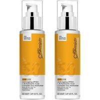 skinChemists professional Women's Anti-Ageing SPF 50 1% Hyaluronic Acid Day Moisturiser 50ml x 2 Duo Pack in White | Size: 100ml