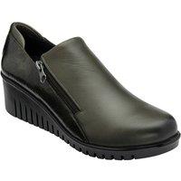 Lotus Women's Khaki 'Altan' Leather Wedge Shoes | Size: 5