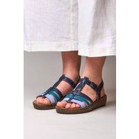 Moshulu Women's 'Paradas' Platform Wedge Strappy Sandals in Navy | Size: 6.5