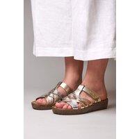 Moshulu Women's 'Zahara' Multi-coloured slip on sandals in Metallics | Size: 7
