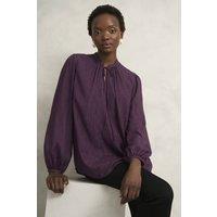 Hobbs London Women's Vivien Tie Neck Blouse in Aubergine | Size: 18