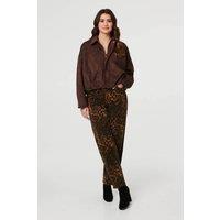 Izabel London Women's Faux Suede Long Sleeve Cropped Jacket in Brown | Size: 16