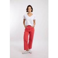 Weird Fish Women's Soulina Wide Leg Cropped Denim Jeans in Coral | Size: 10