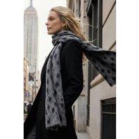 WOVCOR Women's Leopard Print Brushed Knit Soft Winter Scarf in Grey