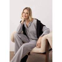 WOVCOR Women's Grid Check Revere Collar Long Sleeve Cotton Flannel Woven Pyjama Set | Size: 6