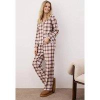 WOVCOR Women's Buffalo Check Revere Collar Long Sleeve Cotton Flannel Pyjama Set | Size: 8