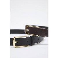 WOVCOR Women's Double Pack Gold Buckle Classic Faux Leather Belt | Size: Medium