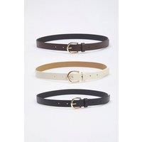 WOVCOR Women's Triple Pack Gold Oval Buckle Classic Faux Leather Belt | Size: Large