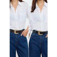 WOVCOR Women's Gold Ribbed Oval Buckle Wide Faux Leather Waist Belt | Size: XS
