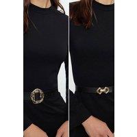 WOVCOR Women's Double Pack Statement Buckle Women's Waist Belt Set | Size: Large