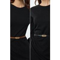 WOVCOR Women's Double Pack Slim Rectangle Buckle Women's Belt Set | Size: Medium
