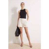 WOVCOR Women's Pleated Mini Tailored Fabric Shorts with Pockets in White | Size: 6