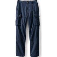 Lands' End Men's Classic Fit Stretch Cotton Cargo Trousers in Dark Navy | Size: 60L