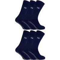 THMO Men's 6 Pairs Thermal Indoor Slipper Socks with Grips in Navy | Size: 6-11