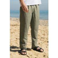 Rapanui Clothing Men's Linen Trousers in Olive | Size: XL