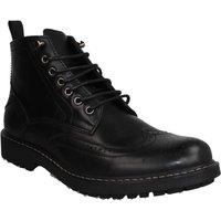 Thomas Blunt Men's Brogue Detail Lace Up Ankle Boot with Cleated Sole in Black | Size: 10