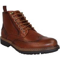 Thomas Blunt Men's Brogue Detail Lace Up Ankle Boot with Cleated Sole in Tan | Size: 11