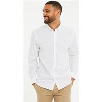 threadbare Men's 'Bale' Linen Blend Long Sleeve Shirt in White | Size: XL