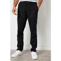 Threadbare Men's 'Annual' Linen Blend Casual Trousers in Black | Size: 34R