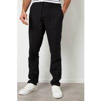 Threadbare Men's 'Annual' Linen Blend Casual Trousers in Black | Size: 36R