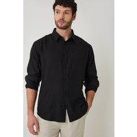 threadbare Men's Relaxed Fit Linen Blend Shirt in Black | Size: Medium
