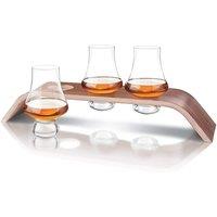 Final Touch Set of 3 Lead-Free Crystal Glasses with Aspen Wood Levitation Stand in Clear