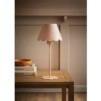 ValueLights Hattie Rechargeable Metal Scalloped Edge Portable Table Lamp in Pale Pink