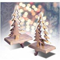 Netagon Set of 2 Christmas Stocking Holders in Gold