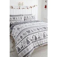 Portfolio Home Noel Christmas Duvet Cover Set in Grey | Size: Single