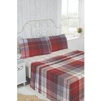 Rapport Home Lomond Brushed Cotton Check Luxury Flannelette Complete Sheet Set in Red | Size: King