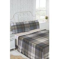 Rapport Home Lomond Brushed Cotton Check Luxury Flannelette Complete Sheet Set in Blue | Size: King
