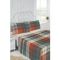 Rapport Home Lomond Brushed Cotton Check Luxury Flannelette Complete Sheet Set in Terracotta | Size: King
